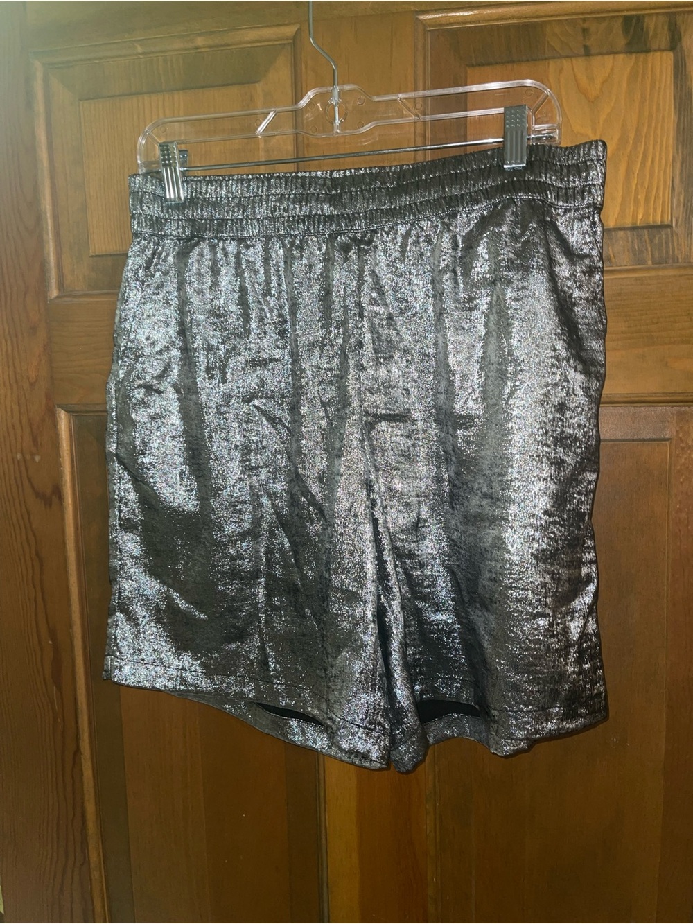 Future Collective Metallic Black Shorts with Elastic Waist